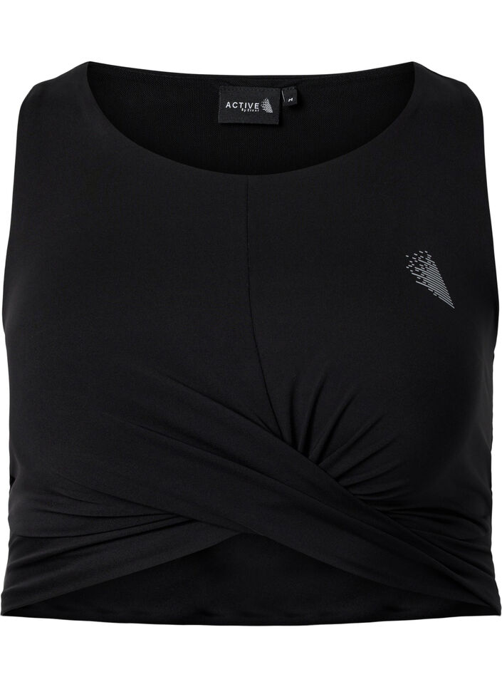 Sports bra with cross detail, Black, Packshot image number 0