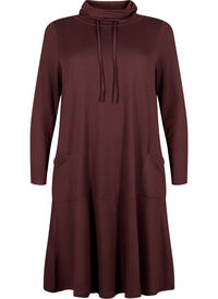 Jersey dress with high neck and pockets
