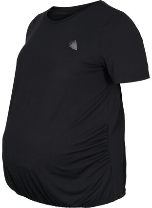 Maternity gym t-shirt, Black, Packshot image number 0