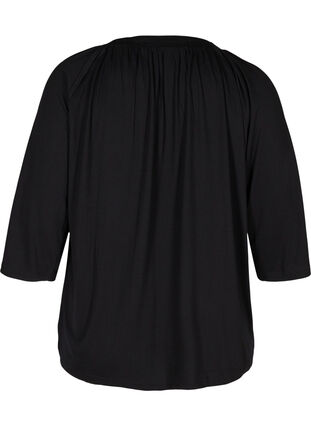 Plain blouse with 2/4 sleeves, Black, Packshot image number 1