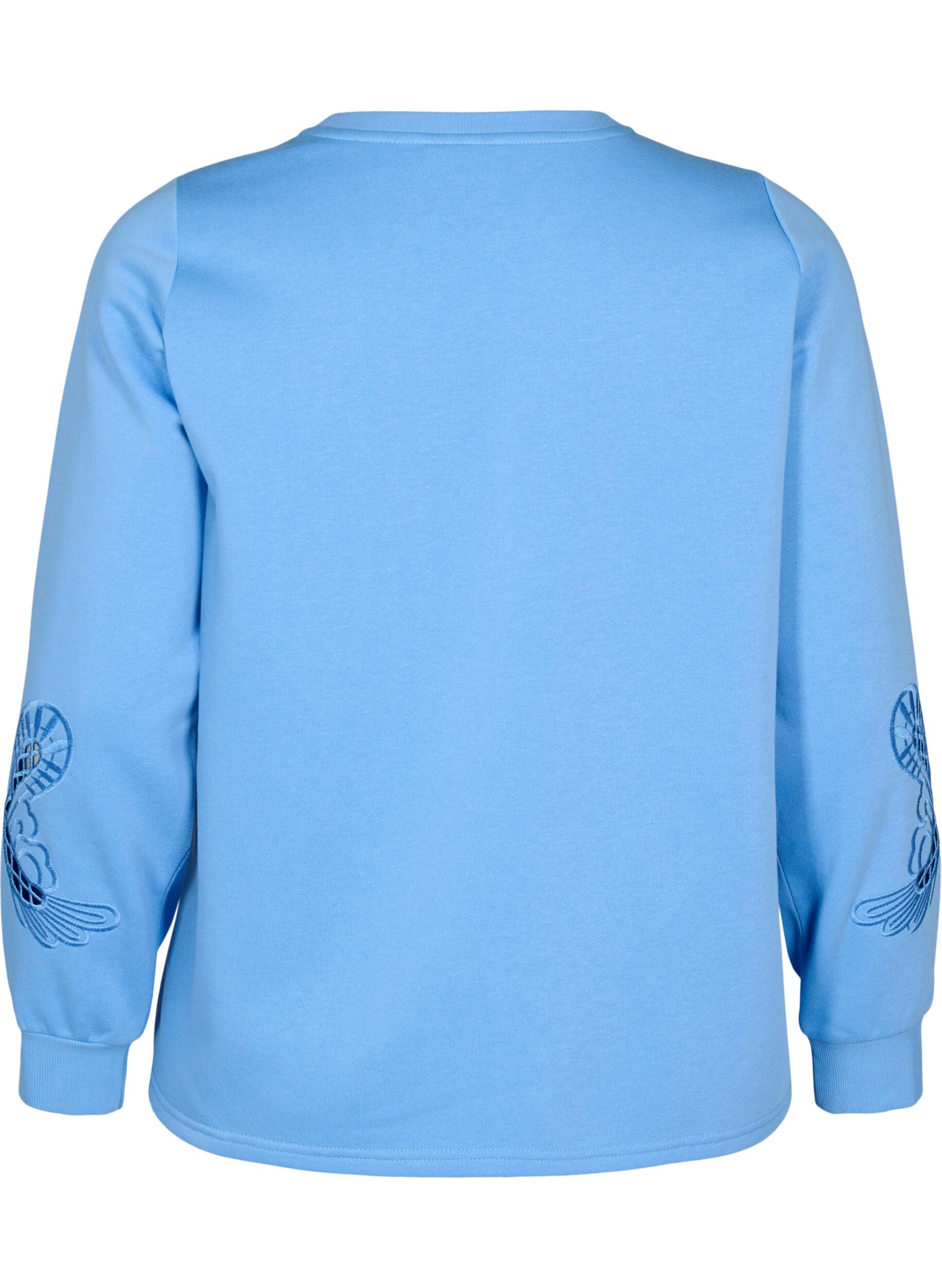 Zizzifashion Sweatshirt with embroidered cut-outs, Della Robbia Blue, Packshot image number 1