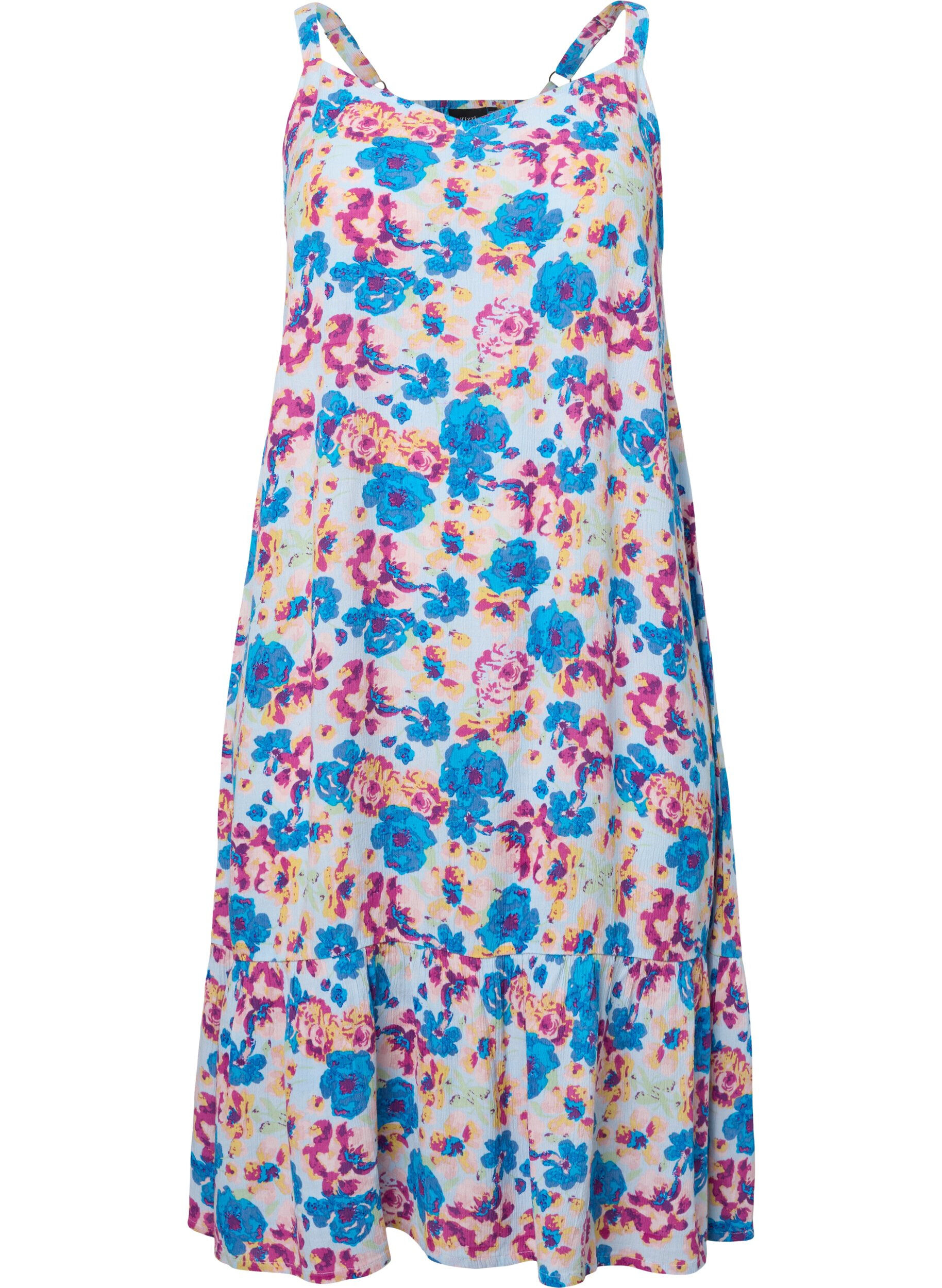 Zizzifashion Viscose summer dress with straps, Multi Flower AOP, Packshot image number 0