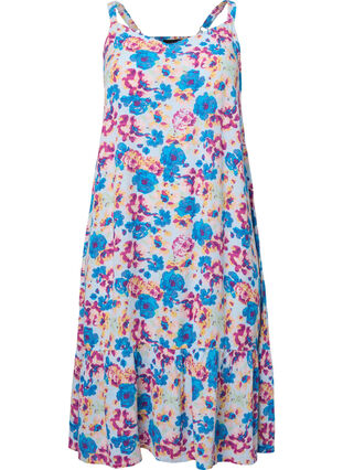 Viscose summer dress with straps, Multi Flower AOP, Packshot image number 0