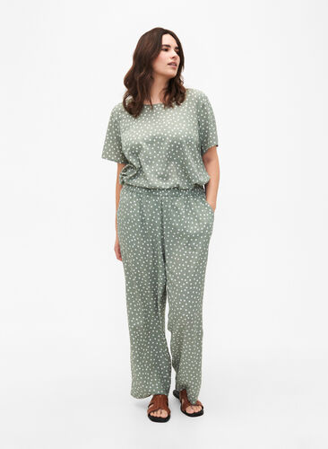 FLASH - Pants with print and pockets, Iceberg Green Dot, Model image number 0