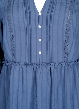 Striped viscose dress with lace band and 3/4 sleeves, Vintage Indigo, Packshot image number 2