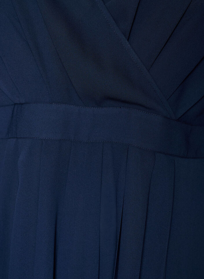 Maxi dress with a wrap-over neckline and long sleeves, Blue, Packshot image number 2