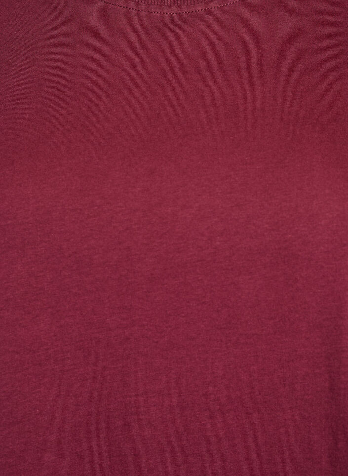 Basic cotton T-shirt with round neck, Dark Bordeaux, Packshot image number 2