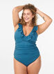 Swimsuit with ruffles and removable inserts, Petrol, Model image number 0