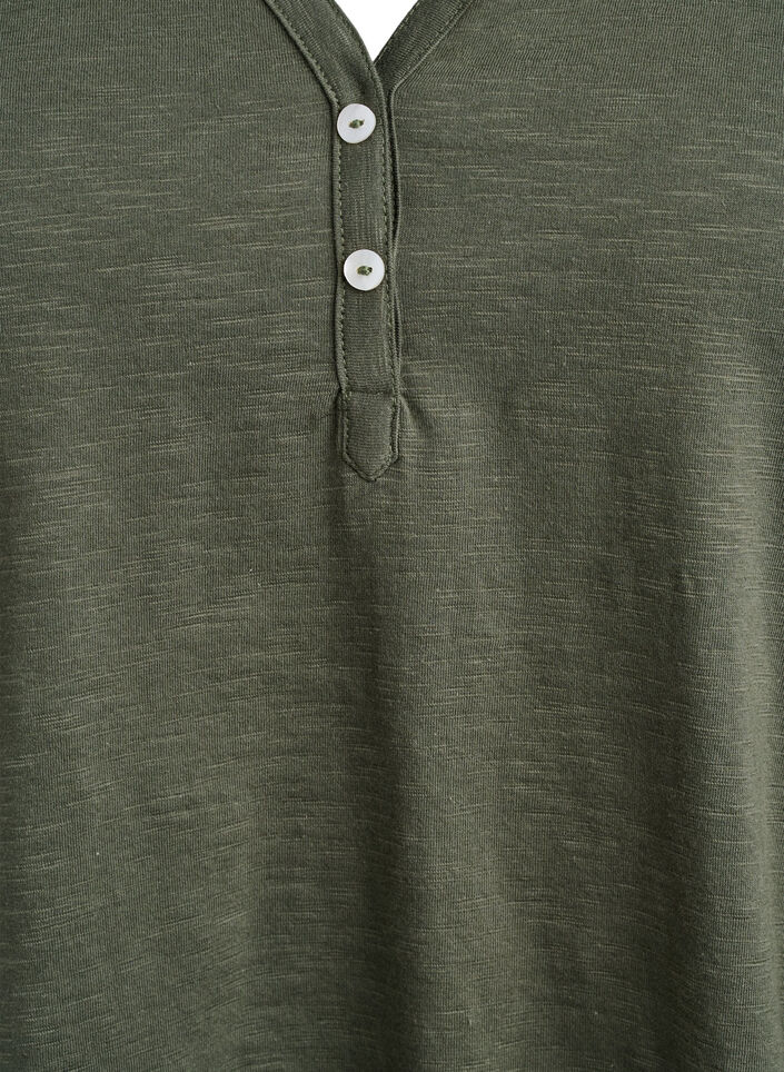 FLASH - T-shirt with button detail, Green, Packshot image number 2