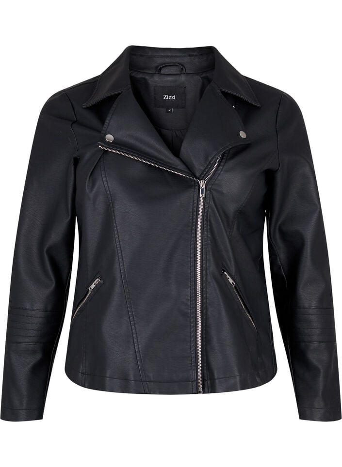 biker jacket in imitated leather, Black, Packshot image number 0
