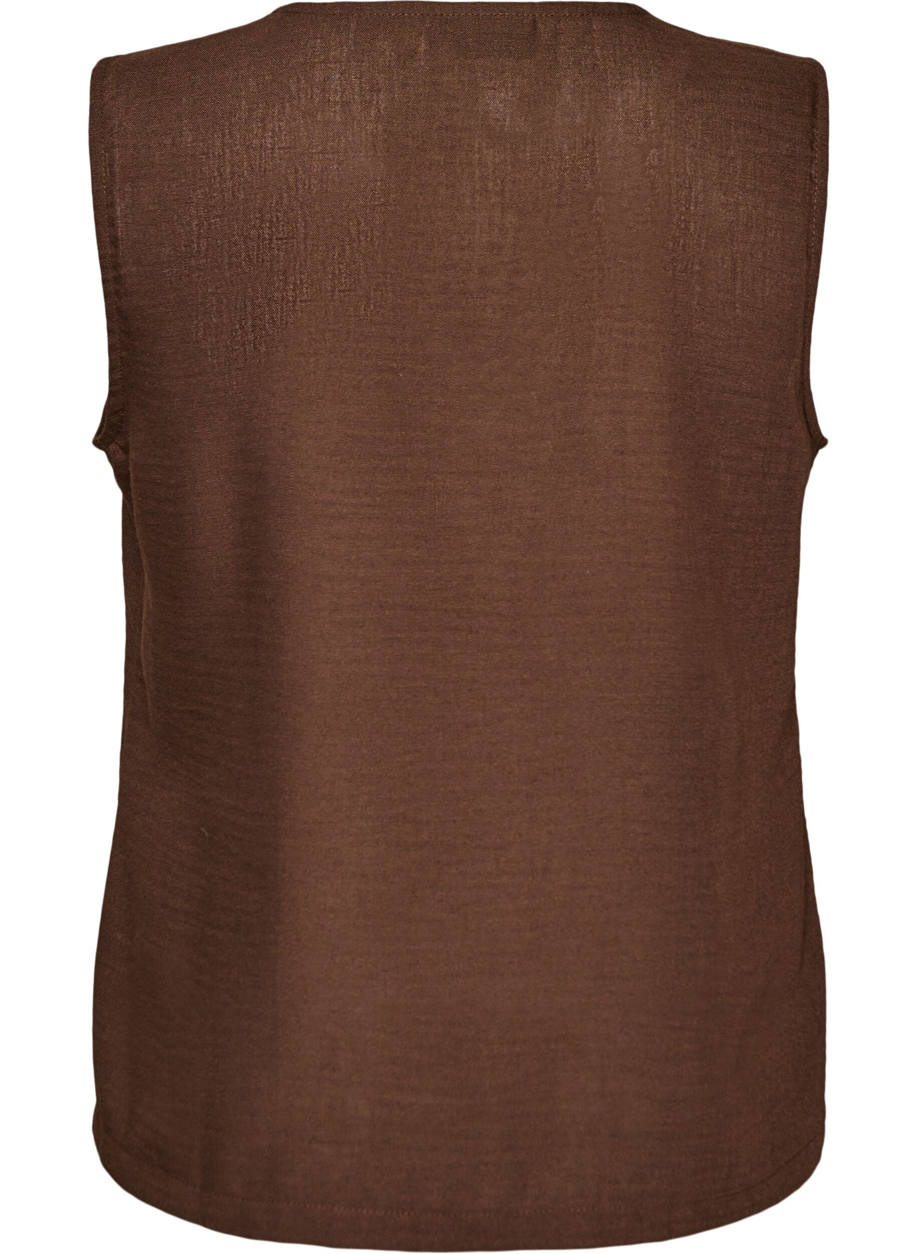 ZizzifashionSleeveless vest with a V-neck and buttons, Brown, Packshot image number 1