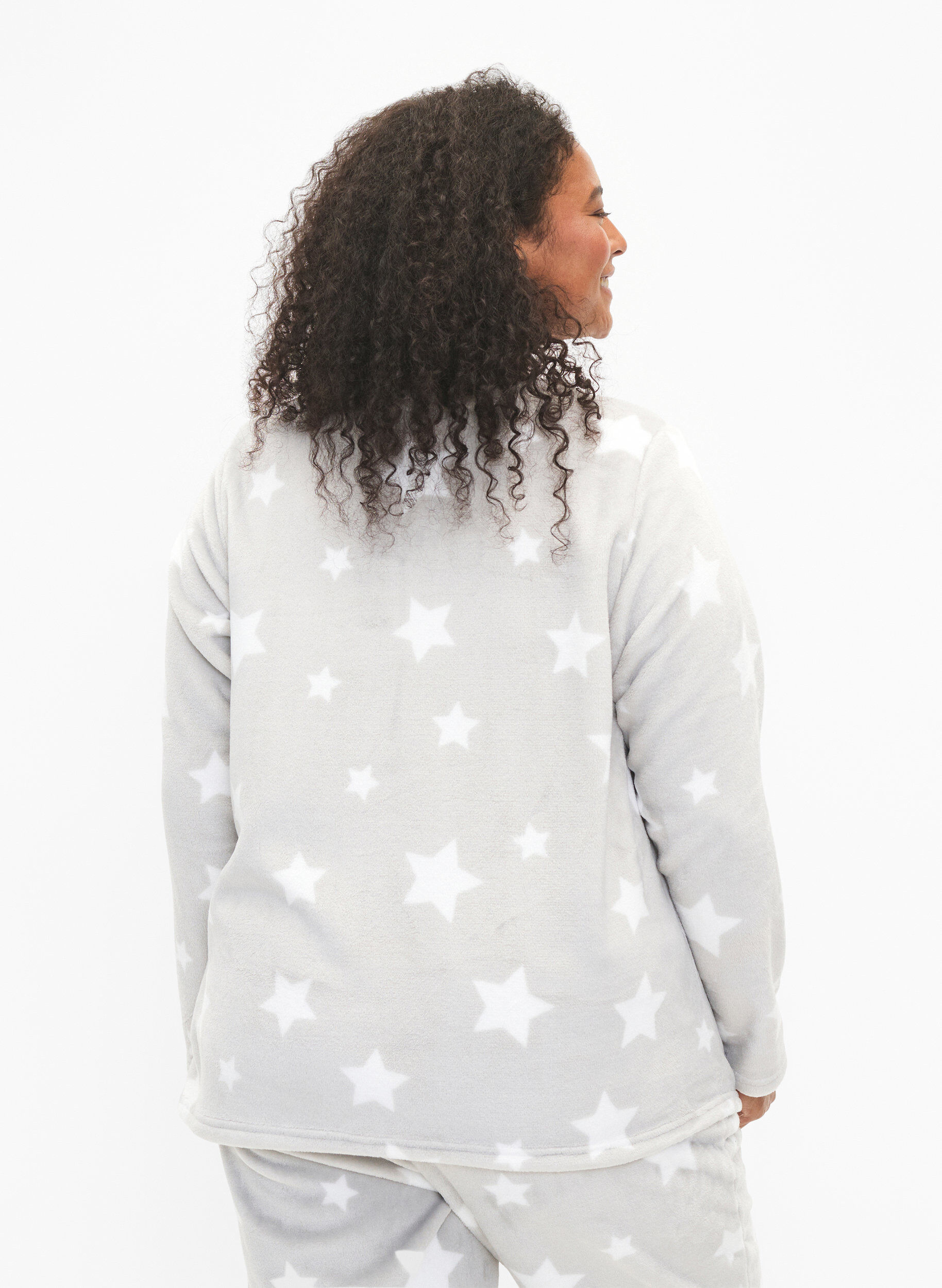 Zizzifashion Long-sleeved blouse with stars, Grey Star, Model image number 1