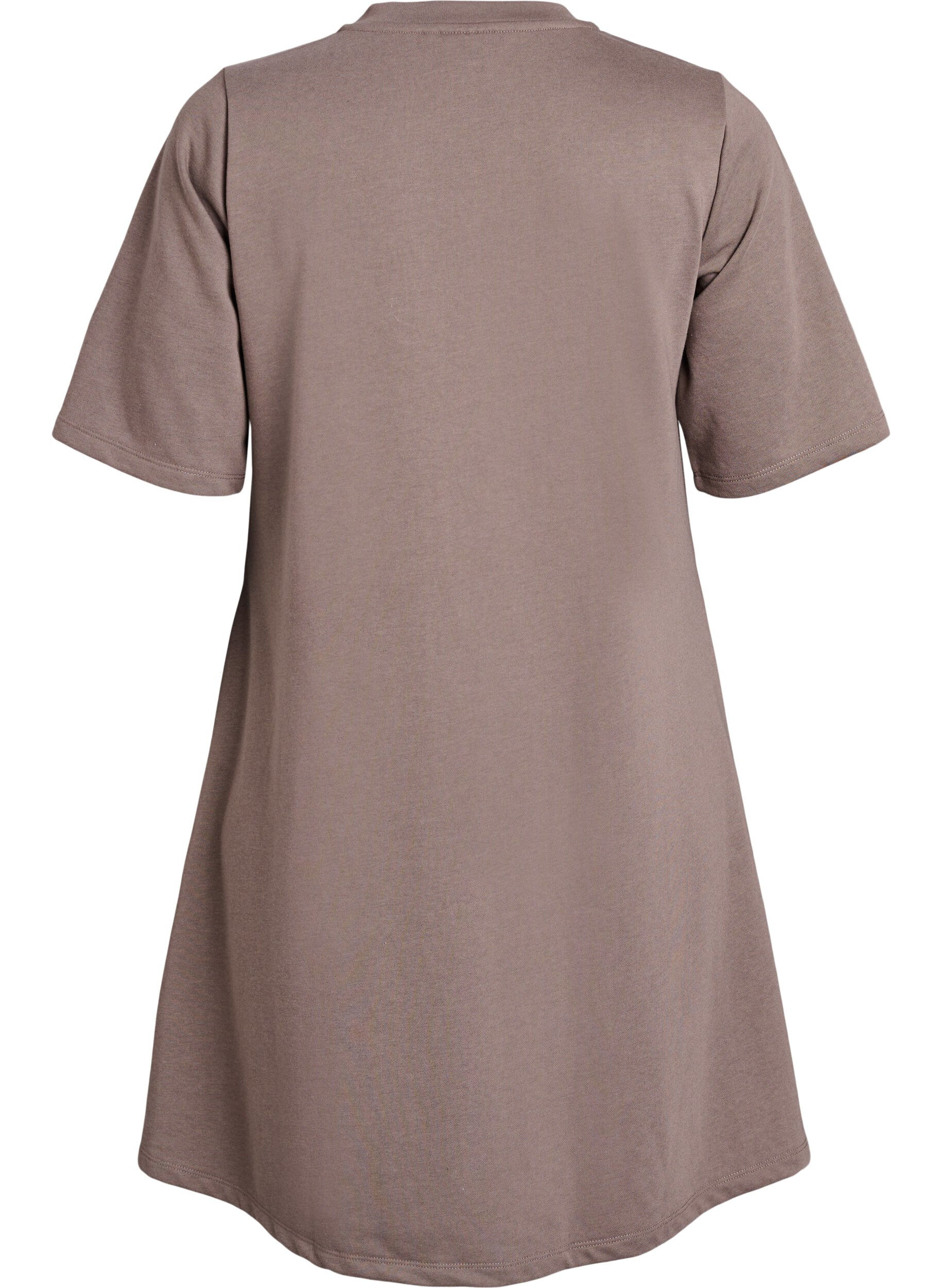 Zizzifashion Knee-length jersey dress with pockets and A-line shape, Brown, Packshot image number 1