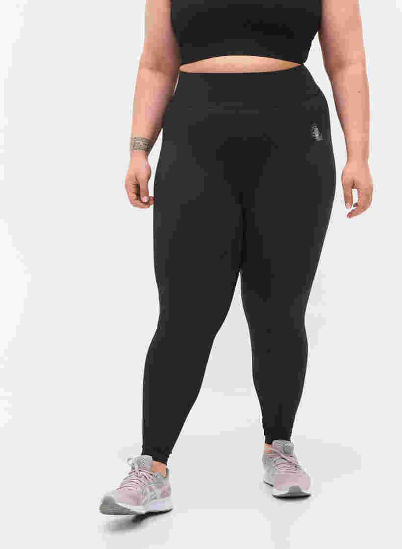 Cropped basic workout leggings, Black, Model image number 2