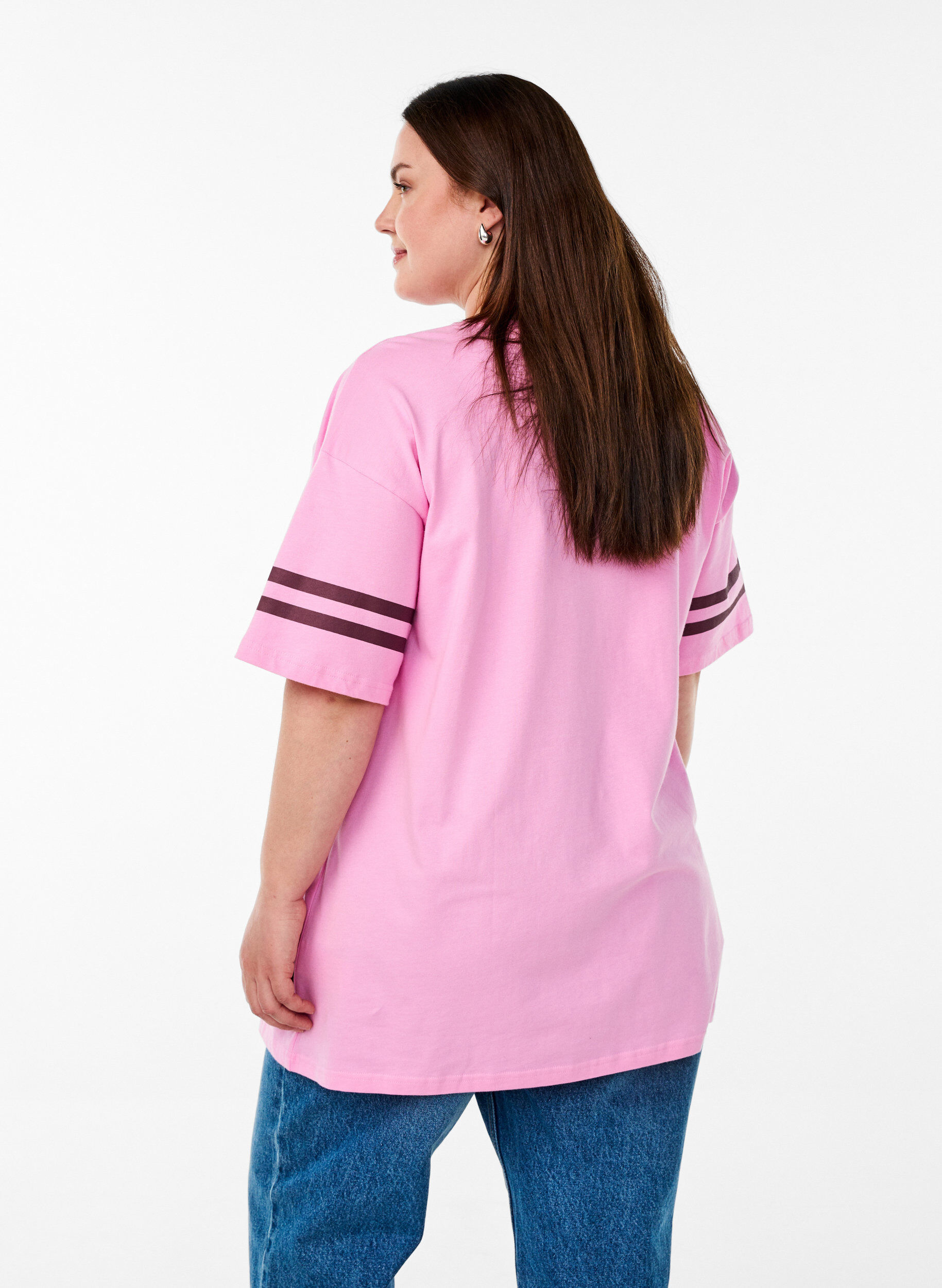 Zizzifashion Sporty oversized college T-shirt, Pink, Model image number 2