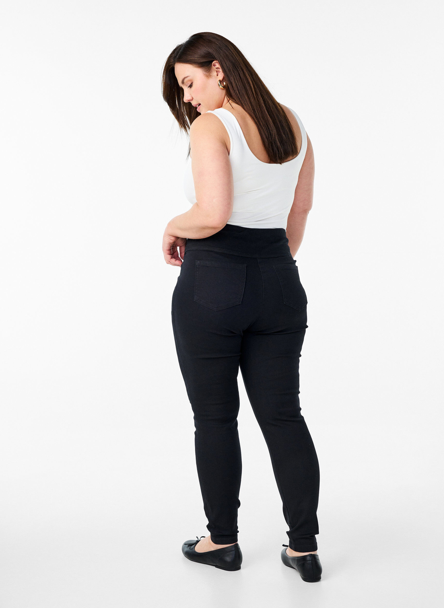 ZizzifashionStretchy jeggings with a high waist, Black, Model image number 1