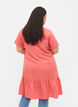 Short-sleeved viscose dress with v-neckline, Coral, Model image number 2