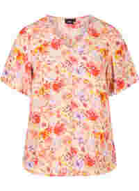 Short sleeved viscose blouse with floral print