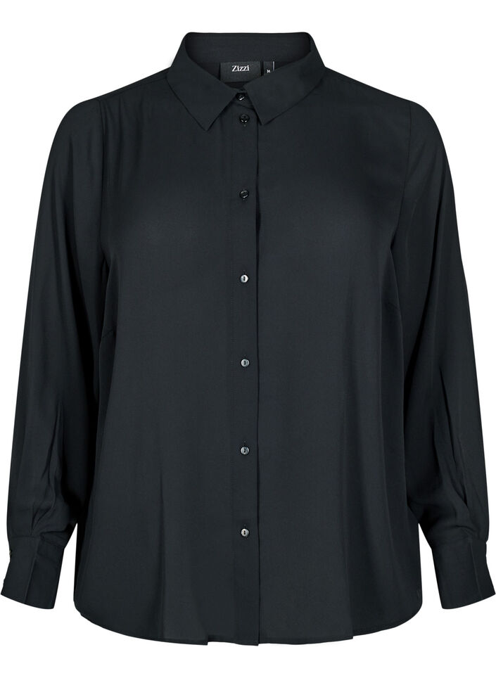 Classic shirt with long sleeves, Black, Packshot image number 0