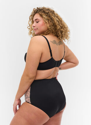 High-waisted patterned knickers, Black, Model image number 1