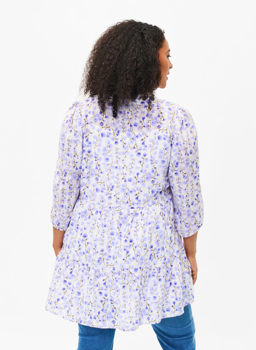 Tunic with 3/4 sleeves and floral print, Sand Verbena AOP, Model image number 1