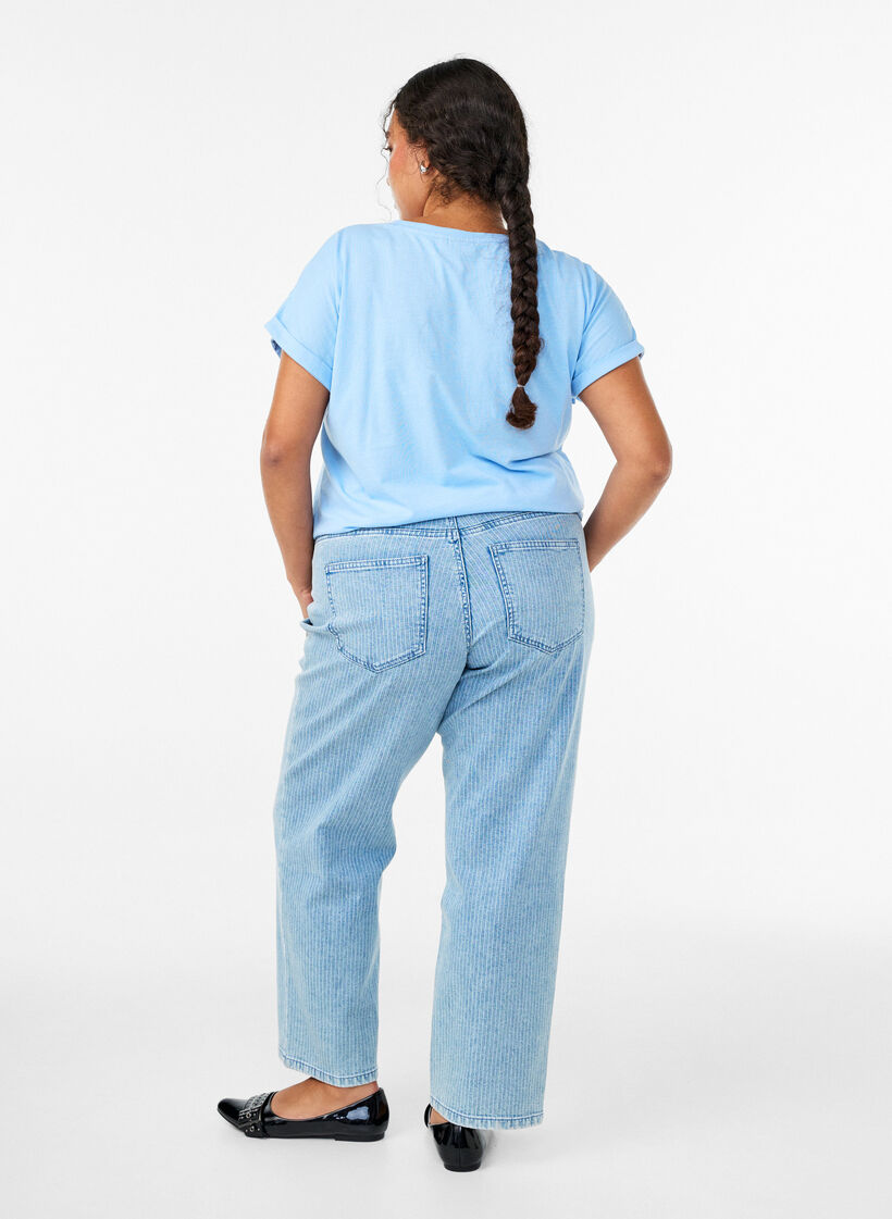 Pinstriped Kiana jeans with straight fit, Blue, Model image number 1