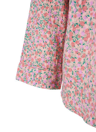 Cotton pyjama top with floral print, Powder Pink, Packshot image number 3
