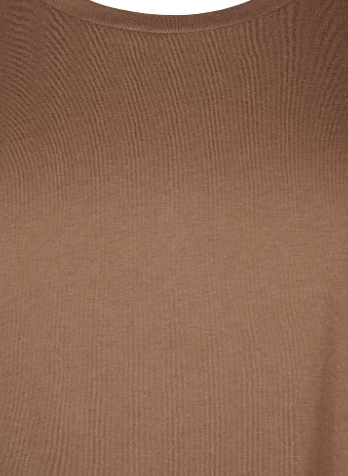 Short sleeve cotton blend T-shirt, Brown, Packshot image number 2