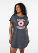 Short sleeve nightgown with text print, Black, Model image number 0