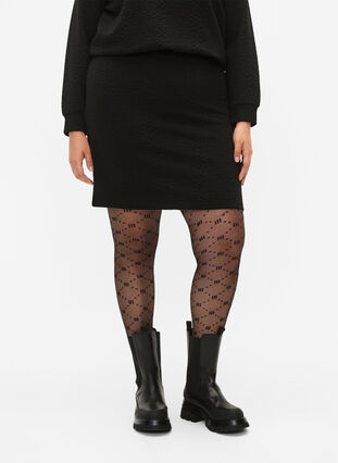 Short skirt with texture, Black, Model image number 2