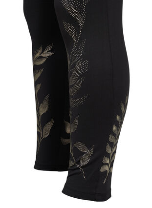 Cropped sports leggings with print details, Black Rose, Packshot image number 3