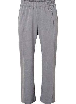 Grey melange trousers with elastic waist, Medium Grey Melange, Packshot image number 0