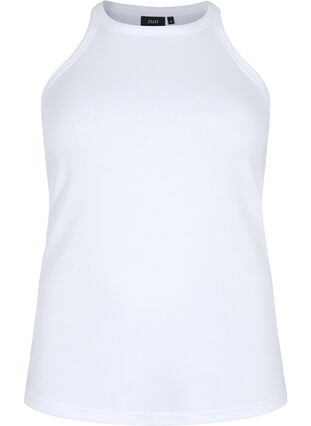 Ribbed cotton tank top, Bright White, Packshot image number 0