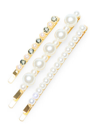 3 pack hairpins with pearls, Pearl, Packshot image number 0
