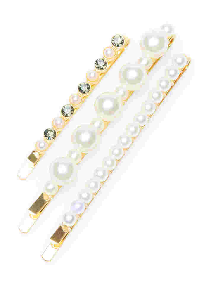 3 pack hairpins with pearls, Pearl, Packshot