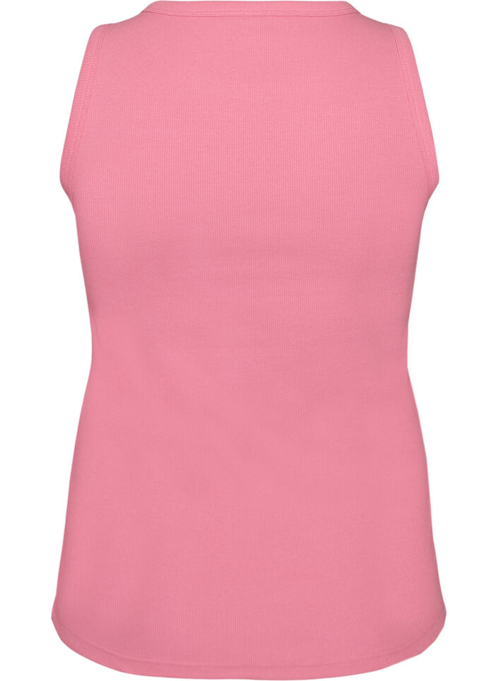 Cotton ribbed top with high neck, Rose, Packshot image number 1