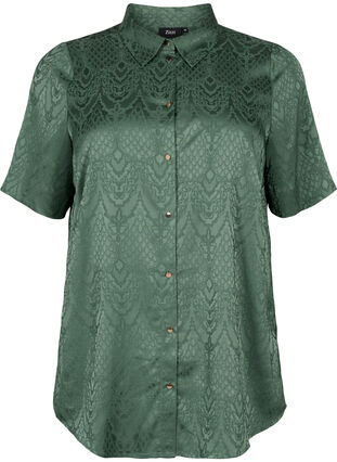 Long shirt with textured pattern, Duck Green, Packshot image number 0