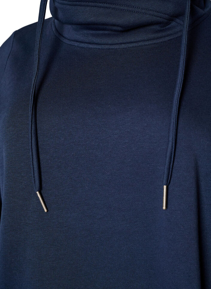 Sweatshirt with high collar and pockets, Blue, Packshot image number 2