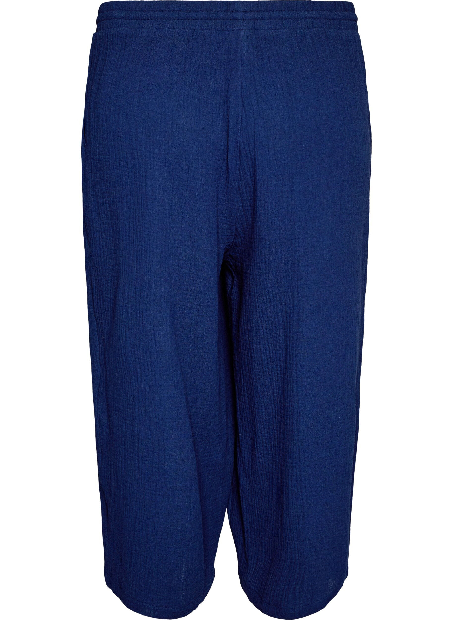 ZizzifashionCulotte trousers in cotton muslin with high waist, Blue, Packshot image number 1