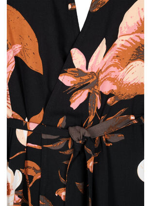 Floral kimono in viscose, Black Flower AOP, Packshot image number 2