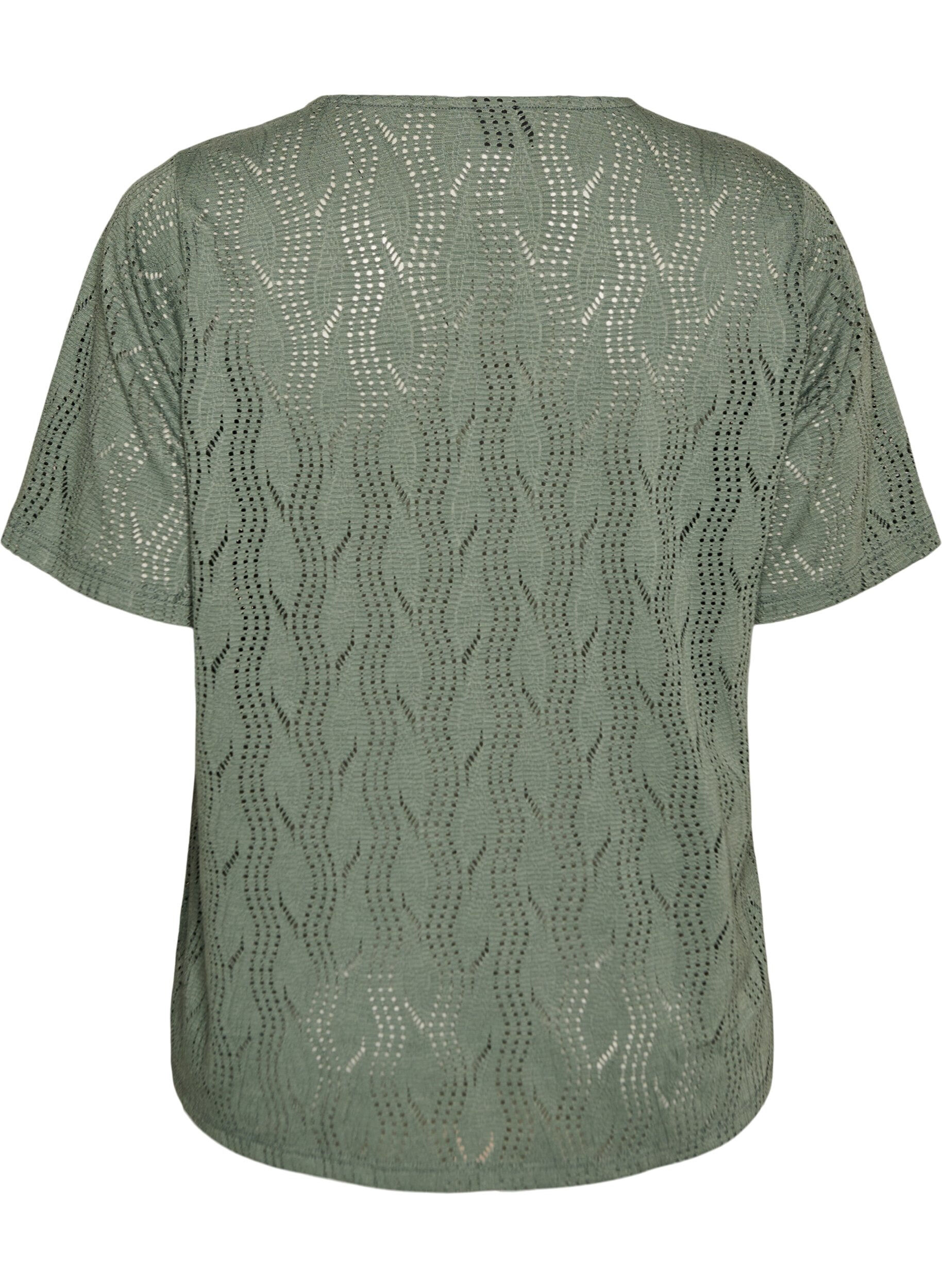 Zizzifashion Jersey t-shirt with eyelet embroidery, Green, Packshot image number 1