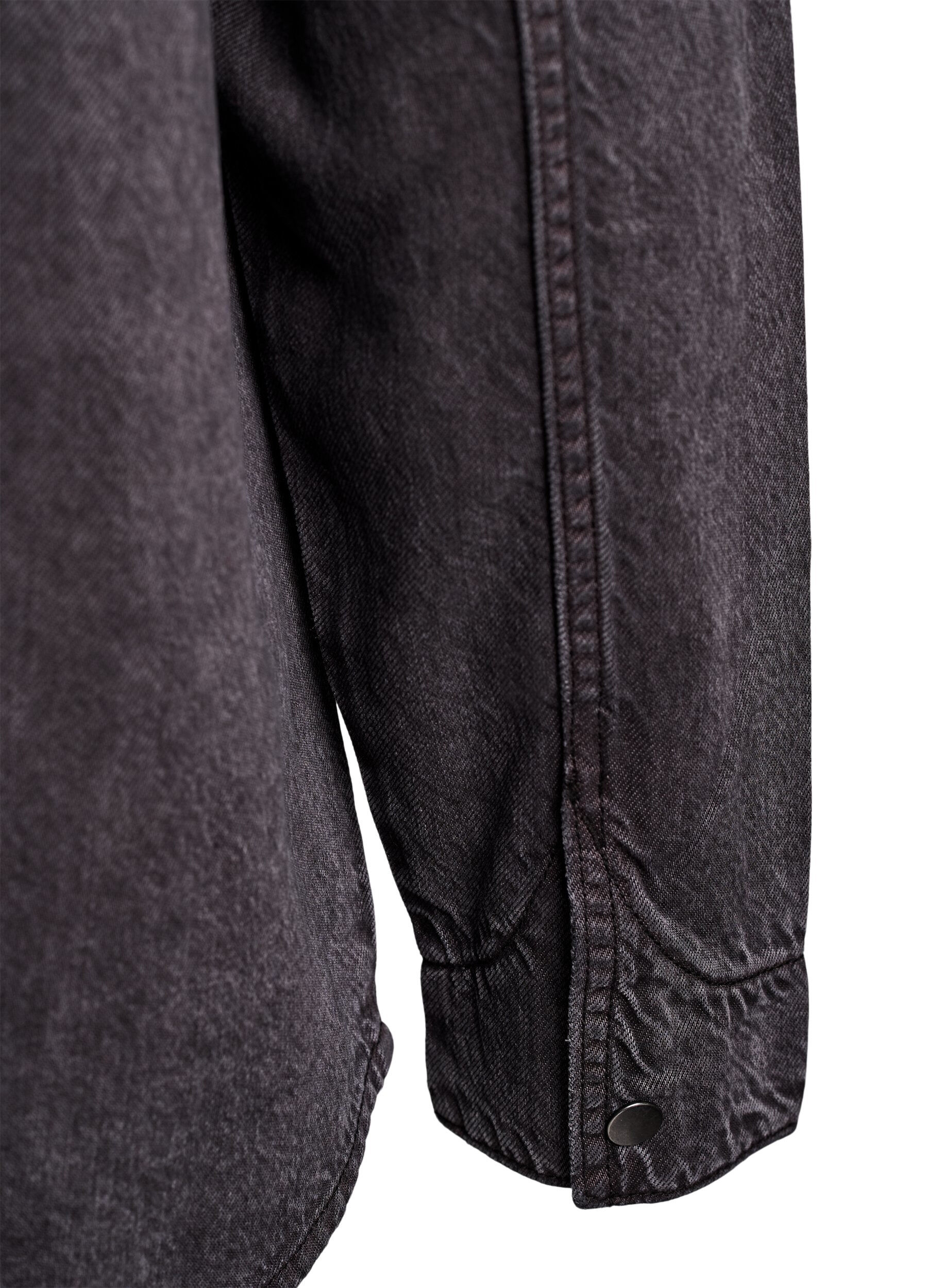 Zizzifashion Denim shirt with chest pockets, Grey, Packshot image number 3