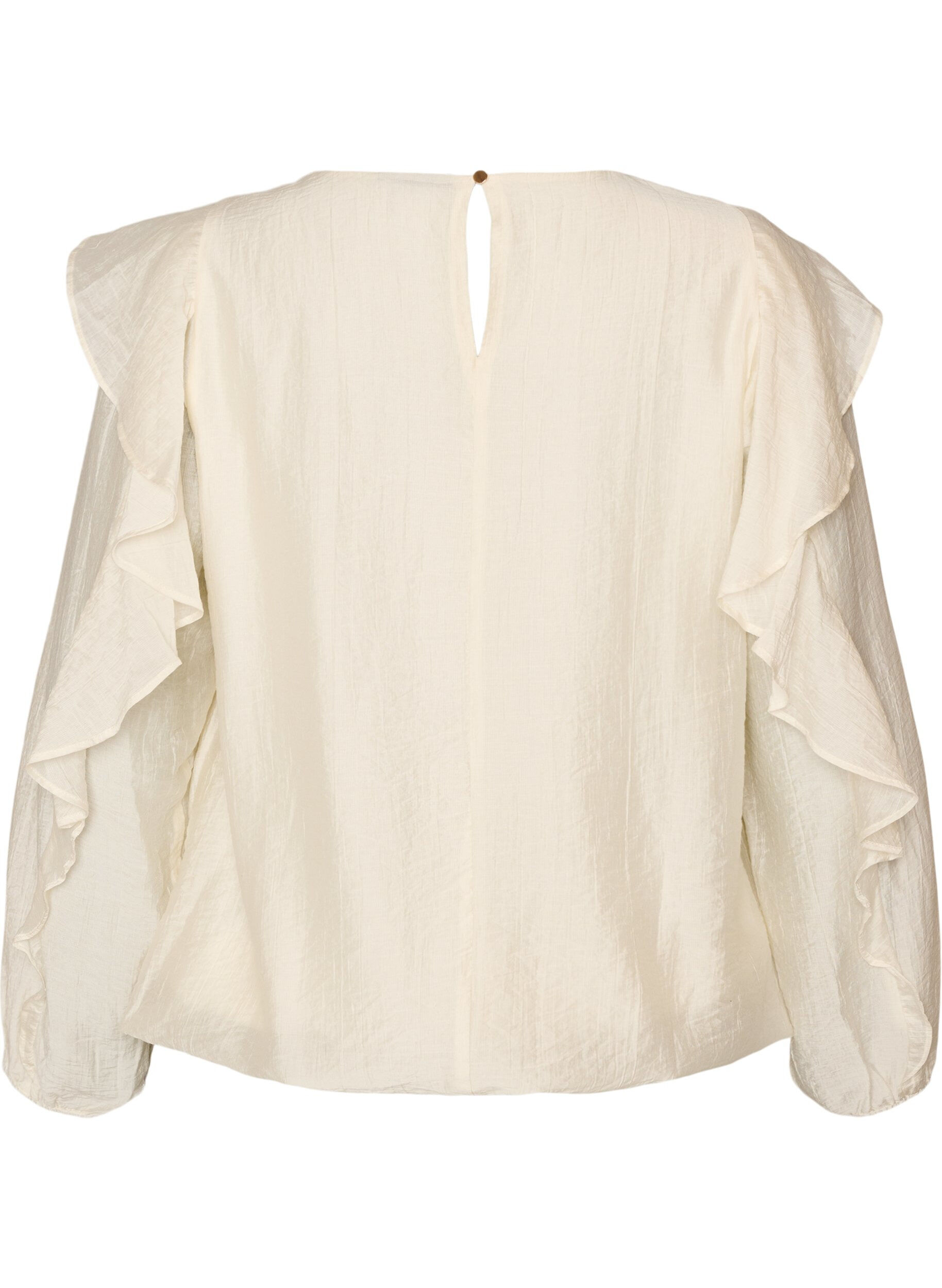 ZizzifashionBlouse with ruffles and balloon shape, Vanilla, Packshot image number 1