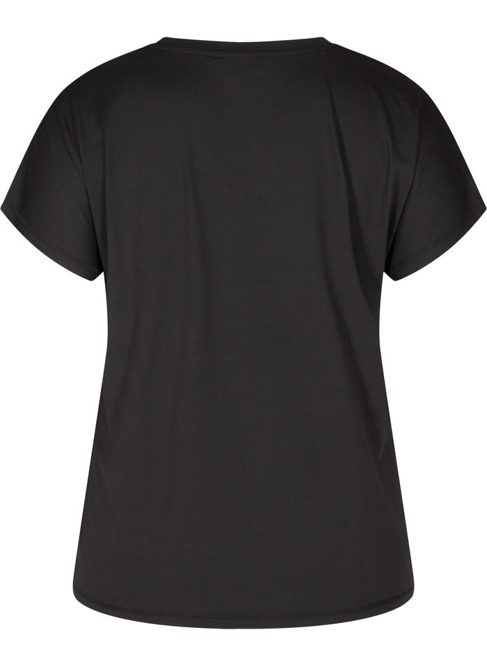 Loose training t-shirt with v-neck, Black, Packshot image number 1