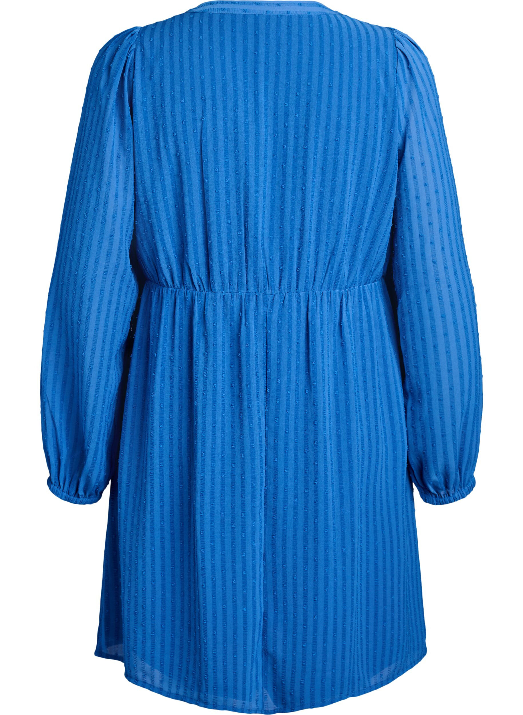 Zizzifashion Short dress with tonal stripes and textured spots, Blue, Packshot image number 1