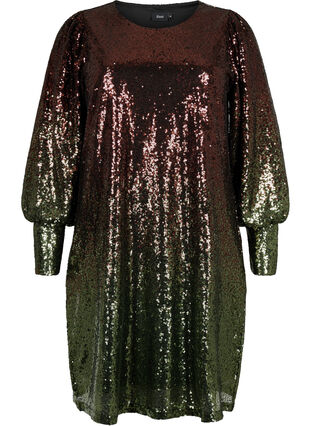 Sequin dress with balloon sleeves, Scarab Ch. Coffee, Packshot image number 0