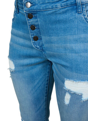 Ripped Emily jeans with regular waist, Blue denim, Packshot image number 2