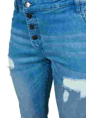 Ripped Emily jeans with regular waist, Blue denim, Packshot image number 2