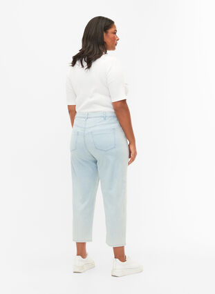 Straight, ankle length jeans with stripes, Light Blue Stripe, Model image number 1