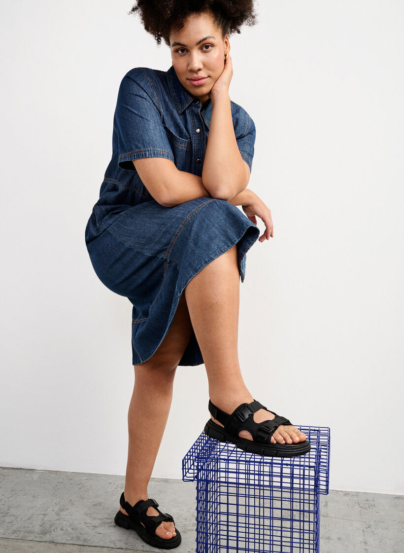 Wide fit sandal, Black, Image image number 0